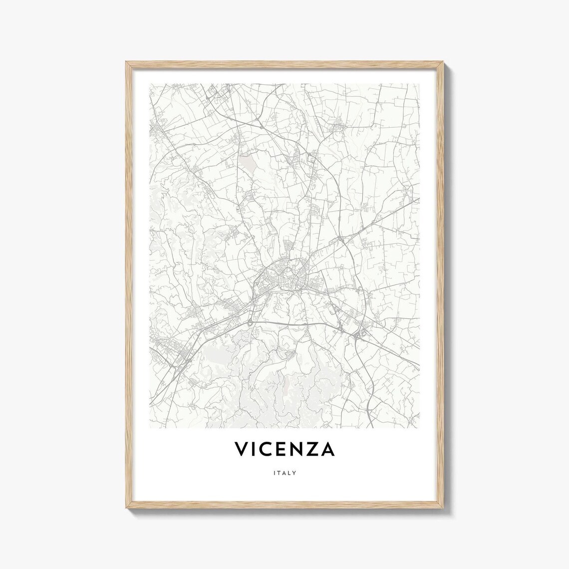 Vicenza Italy Minimalist City Map Street Art Print Gift Decor
