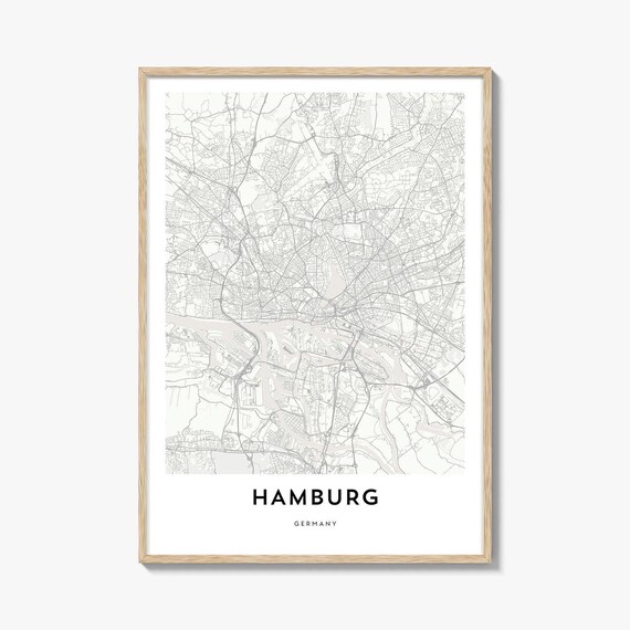 Hamburg Germany Minimal City Street Map Port City River Art Print