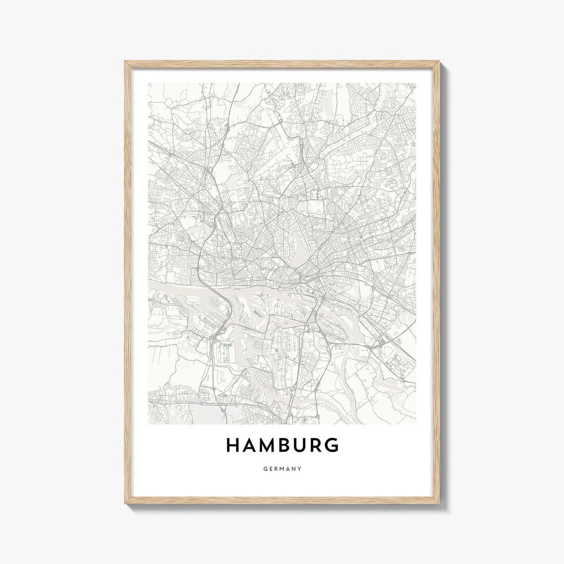 Hamburg Germany Minimal City Street Map Port City River Art Print