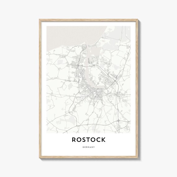 Rostock Germany Baltic Hanseatic Port Minimalist White City Map Poster