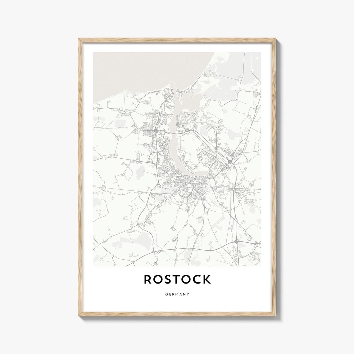 Rostock Germany Baltic Hanseatic Port Minimalist White City Map Poster
