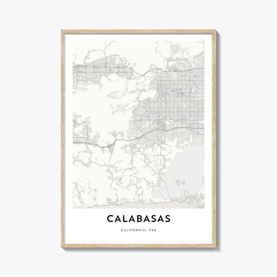 Calabasas California USA Minimalist City Street Map Wall Poster