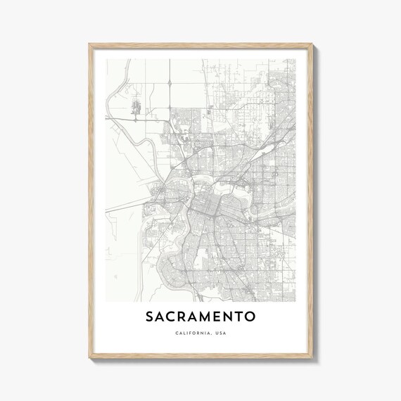 Sacramento California USA City Street Map Minimalist Wall Poster