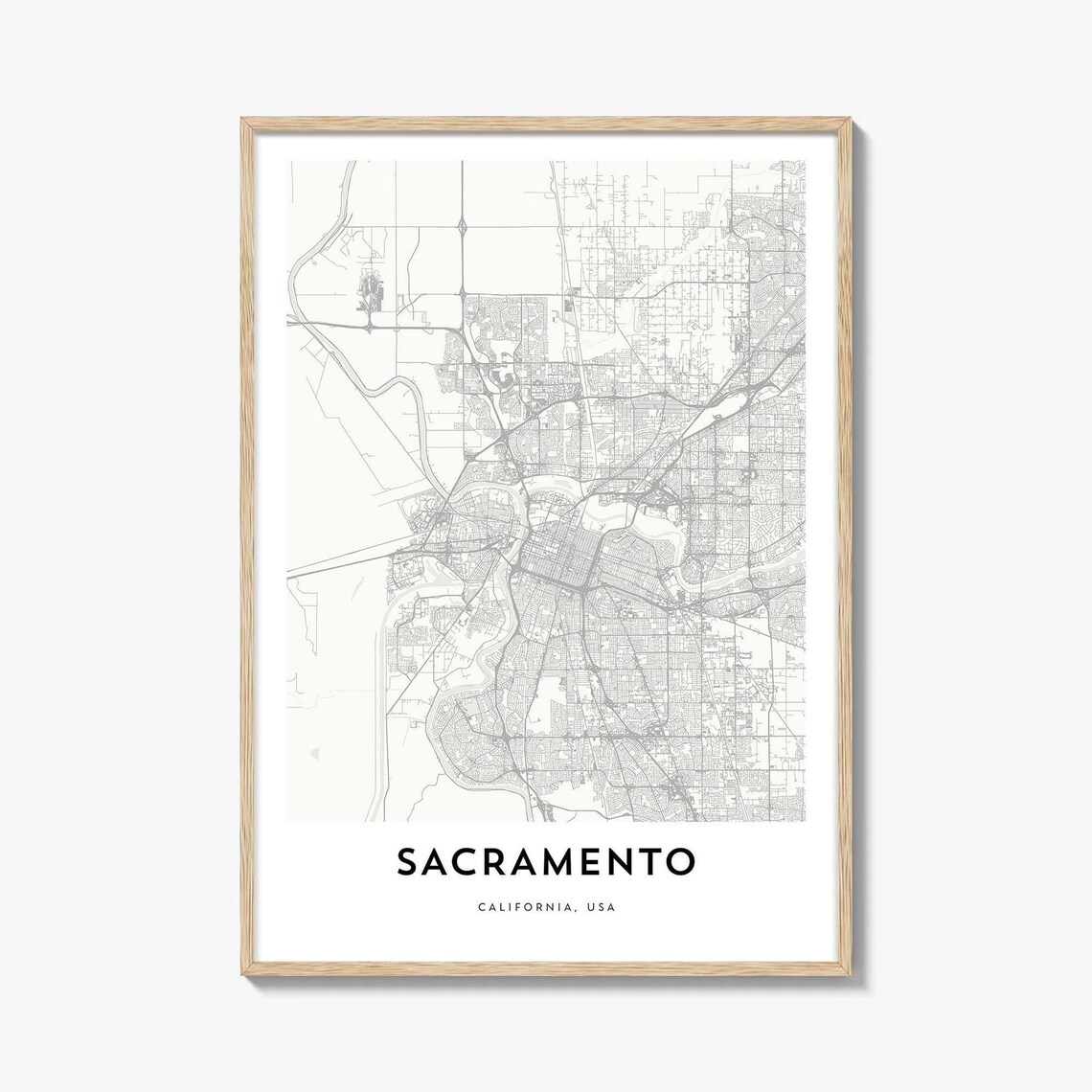 Sacramento California USA City Street Map Minimalist Wall Poster