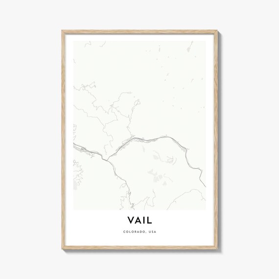 Vail Colorado Minimalist Beige Ski Town Street Map Decor Poster