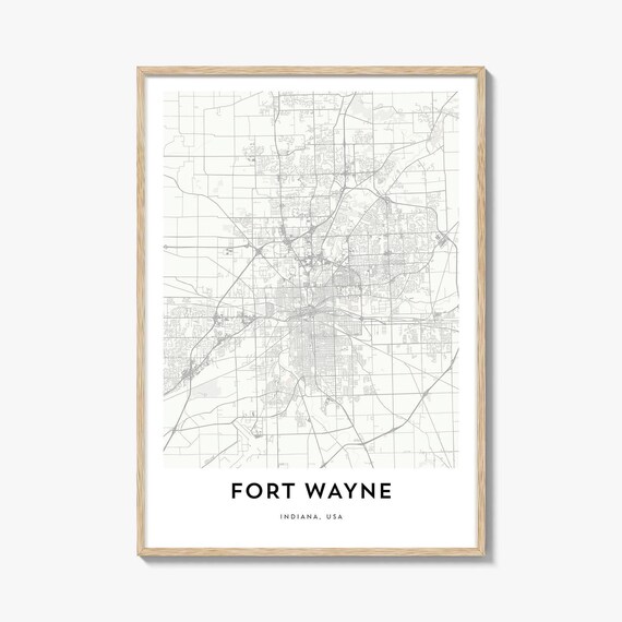 Fort Wayne Indiana USA Minimalist City Street Map Modern Wall Decor Poster