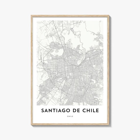Santiago de Chile Minimalist Street Map Art Modern Decor Poster