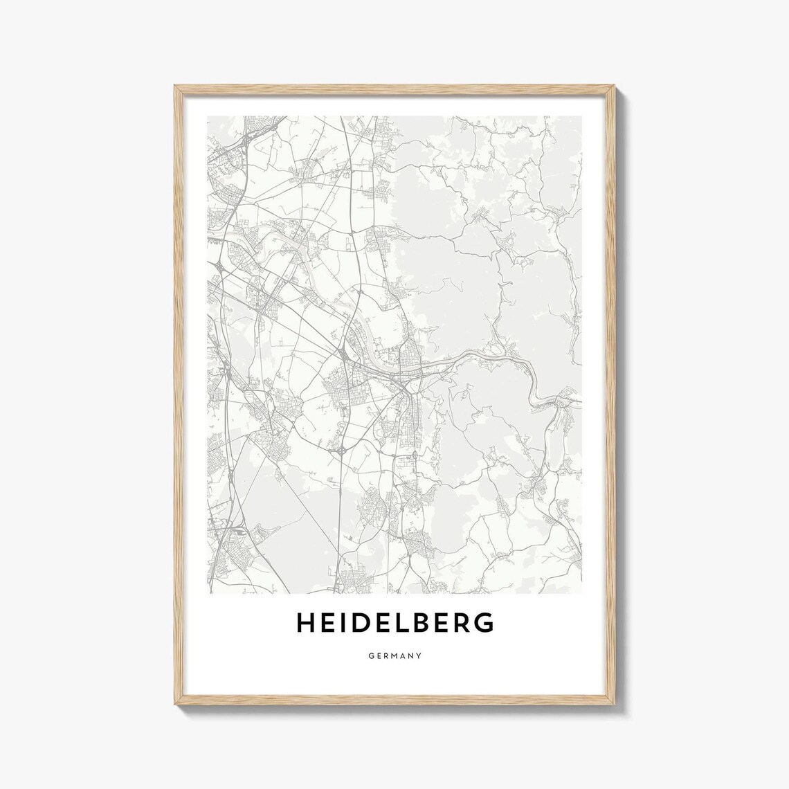 Heidelberg Germany Minimalist Black and White City Map Poster