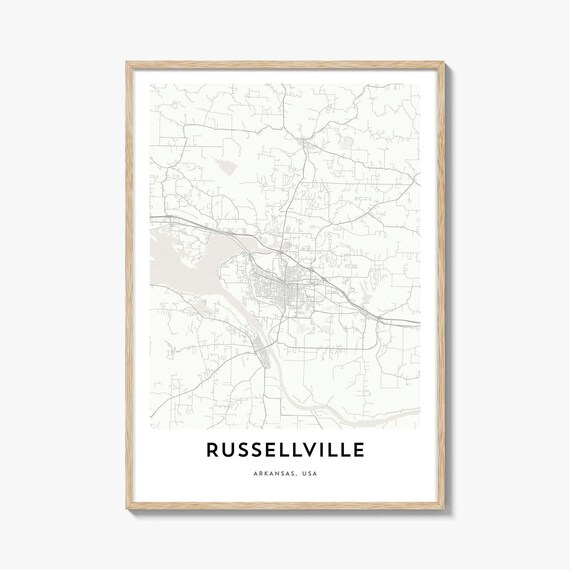 Russellville Arkansas River Valley Minimalist City Street Map Poster