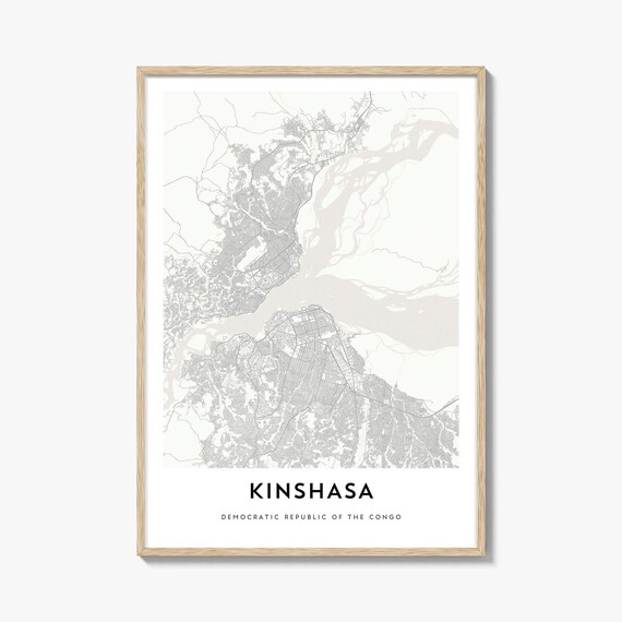 Kinshasa Congo Minimalist City Street Map Travel Artwork Poster