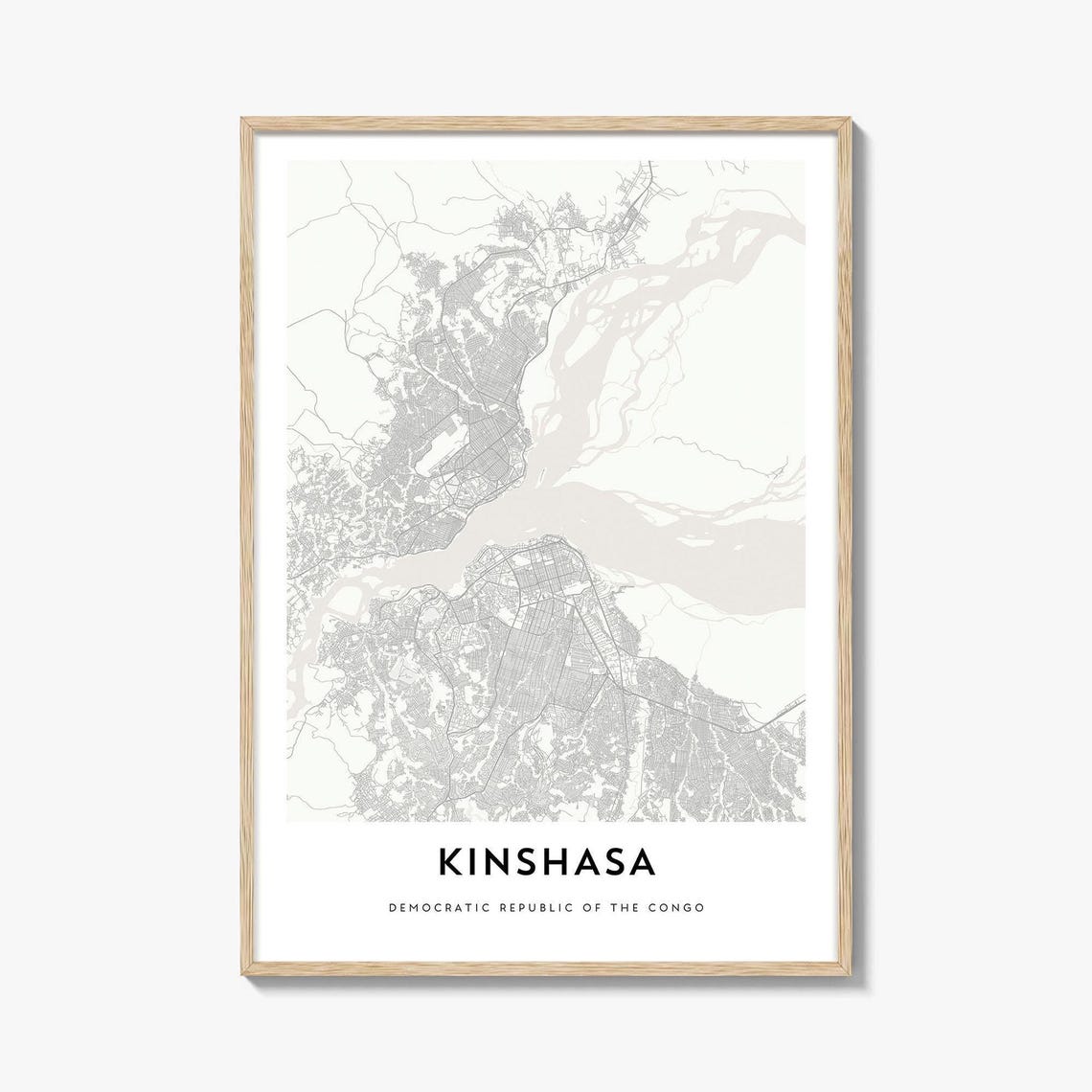 Kinshasa Congo Minimalist City Street Map Travel Artwork Poster