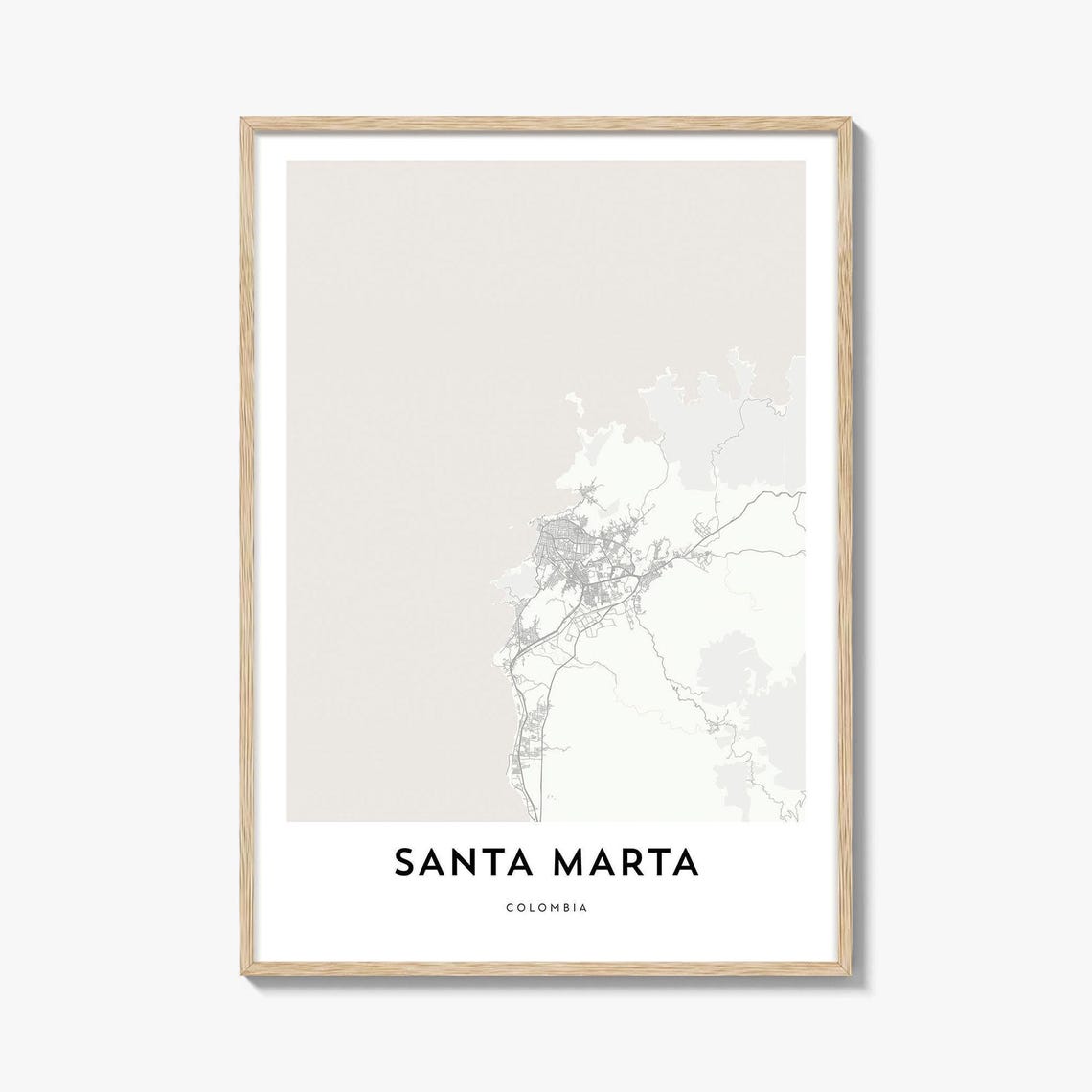 Santa Marta Colombia Minimalist Caribbean Coast Street Map Poster