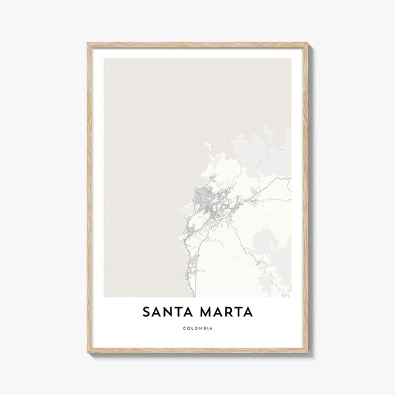 Santa Marta Colombia Minimalist Caribbean Coast Street Map Poster
