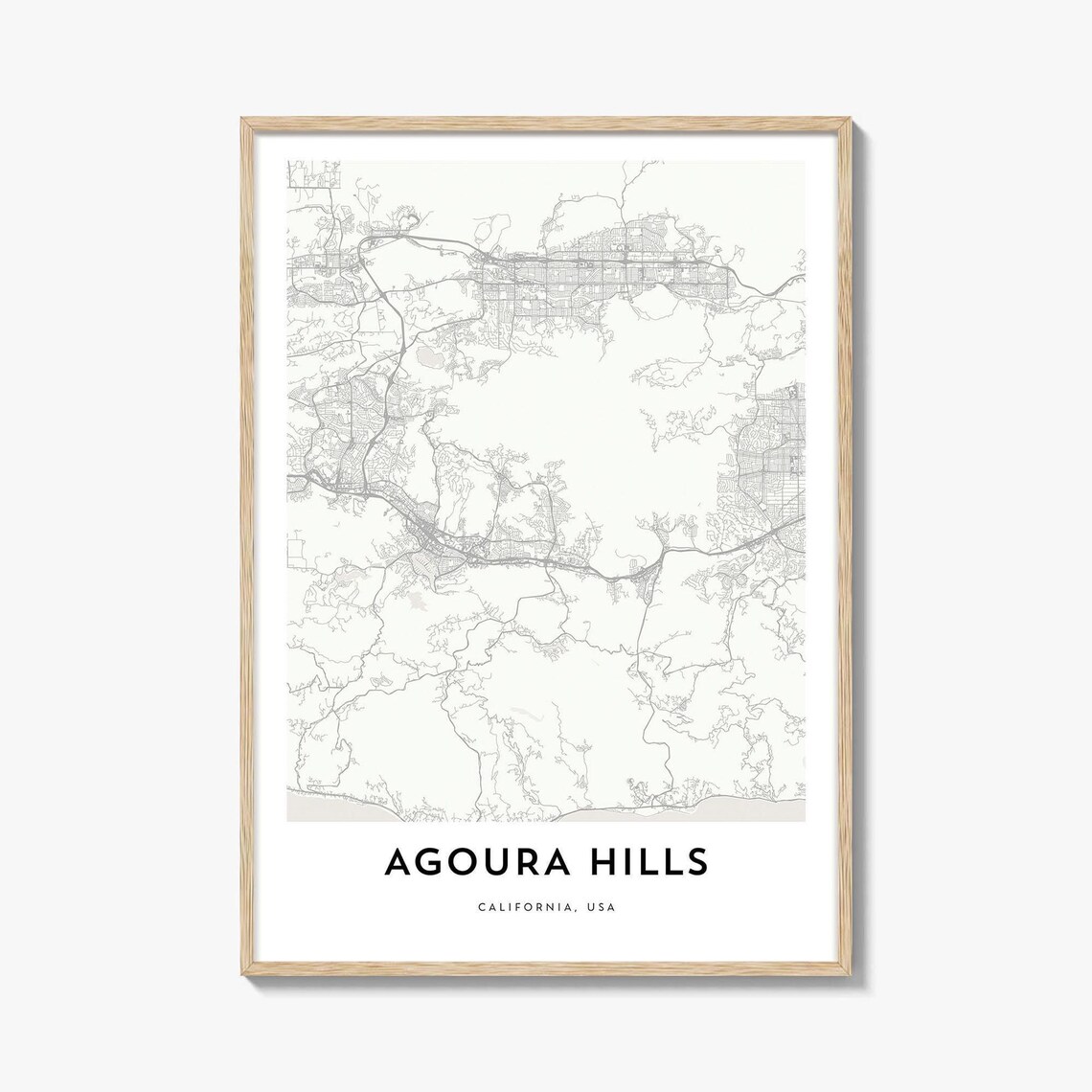 Agoura Hills California Minimalist City Map Street Art Print USA