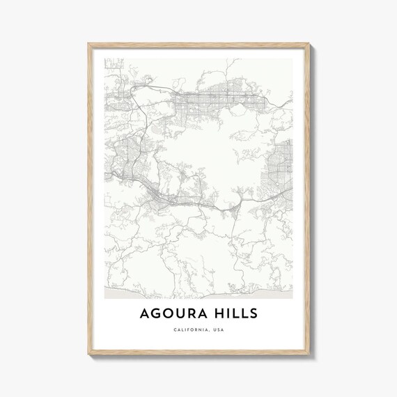 Agoura Hills California Minimalist City Map Street Art Print USA