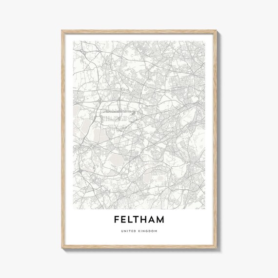 Feltham United Kingdom Minimal Line Street Map City Art Poster