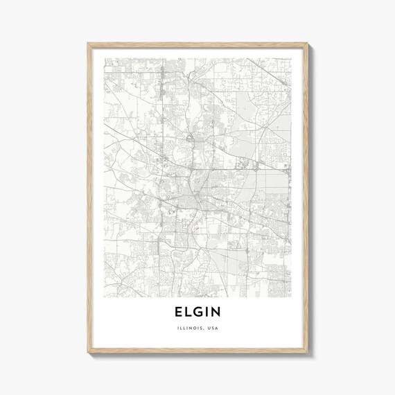 Elgin Illinois Minimalist Street Map Midwest Line Art Modern Wall Art