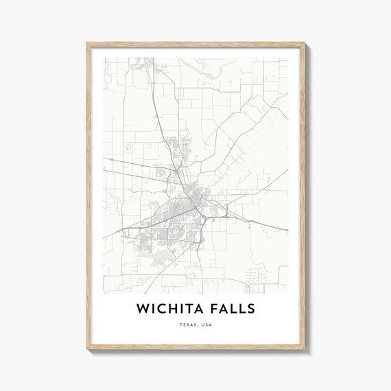 Wichita Falls Texas Minimalist Black And White City Map Poster