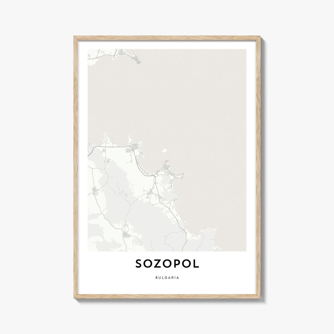 Sozopol Bulgaria Minimalist Cream Coastal Map Art Gift Travel Poster