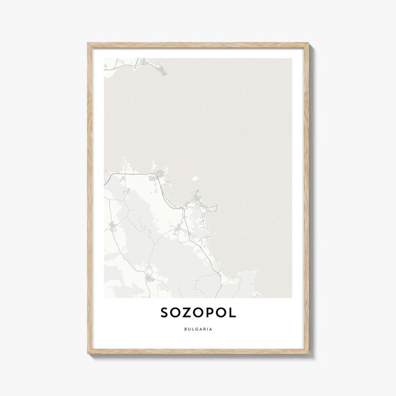 Sozopol Bulgaria Minimalist Cream Coastal Map Art Gift Travel Poster