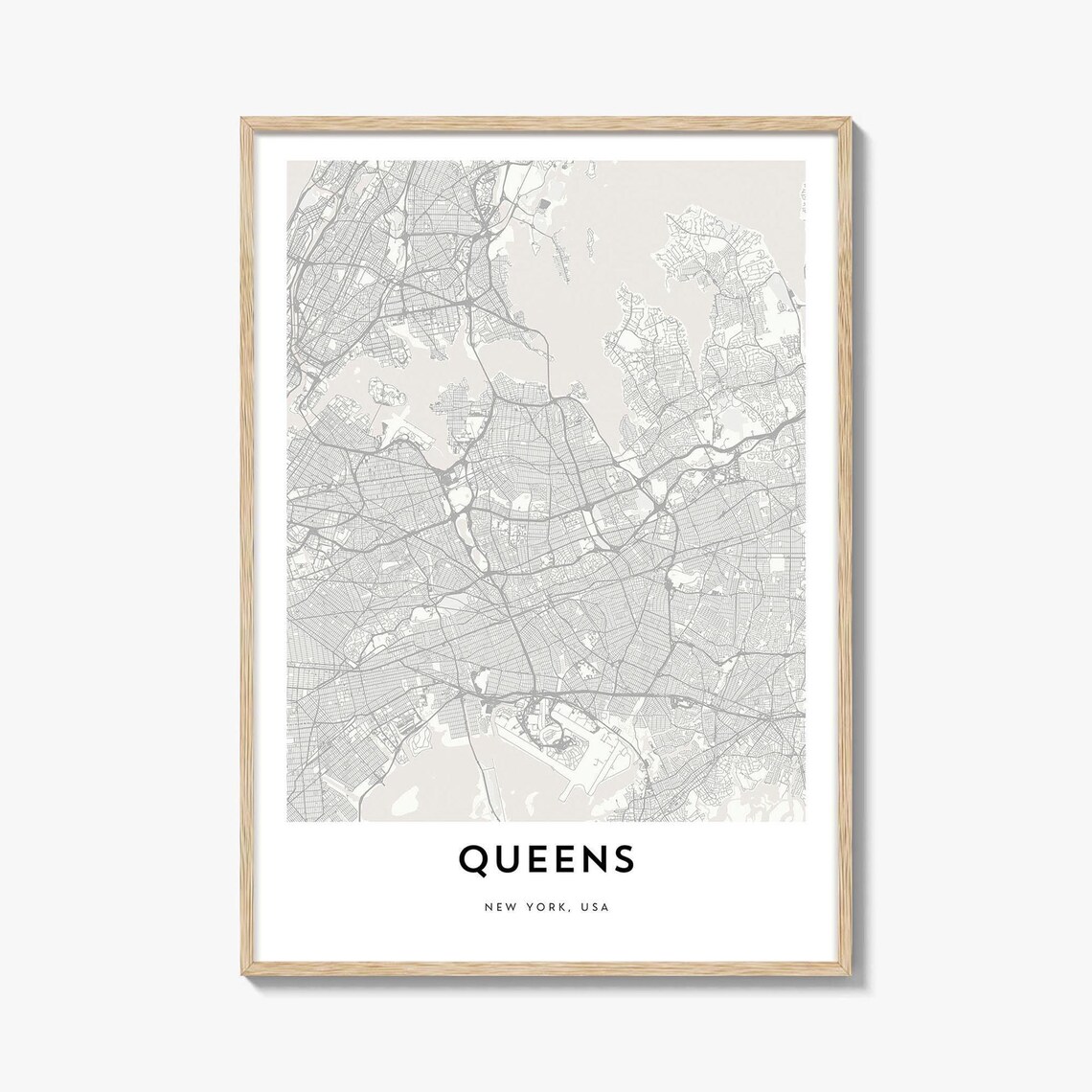 Queens New York USA Minimalist City Street Map Borough Poster