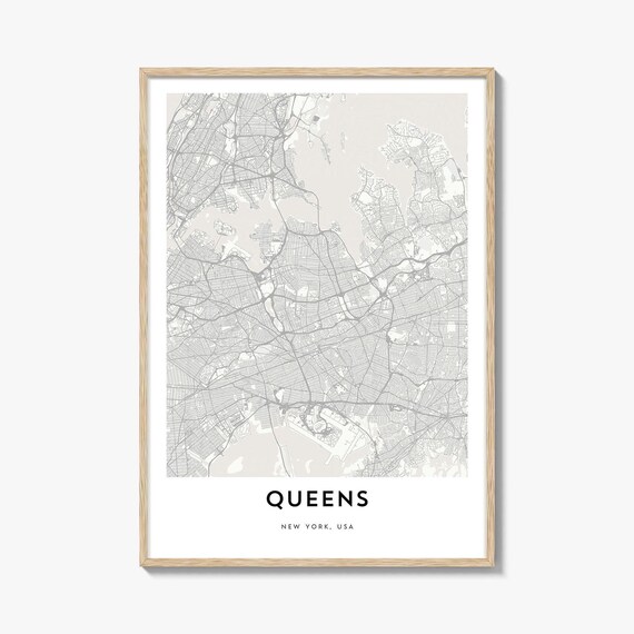 Queens New York USA Minimalist City Street Map Borough Poster