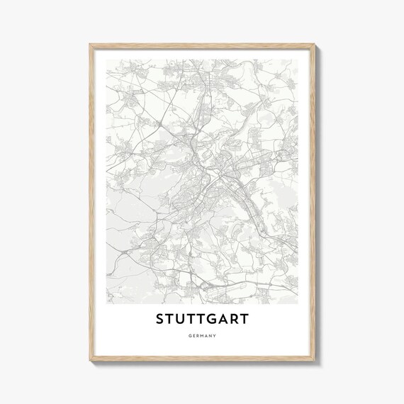 Stuttgart Germany Minimalist White City Street Map Art Poster