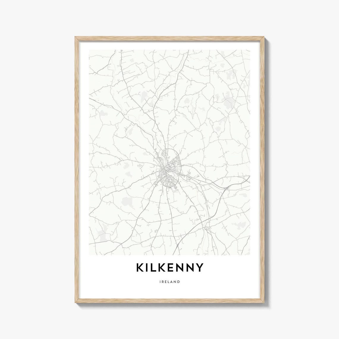 Kilkenny Ireland Minimalist City Street Map Emerald Isle Poster