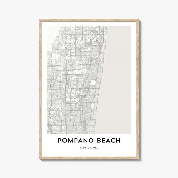 Pompano Beach Florida City Street Map Line Art Home Decor Poster