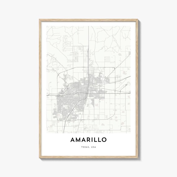 Amarillo Texas City Map Minimalist Street Line Map Wall Art Gift