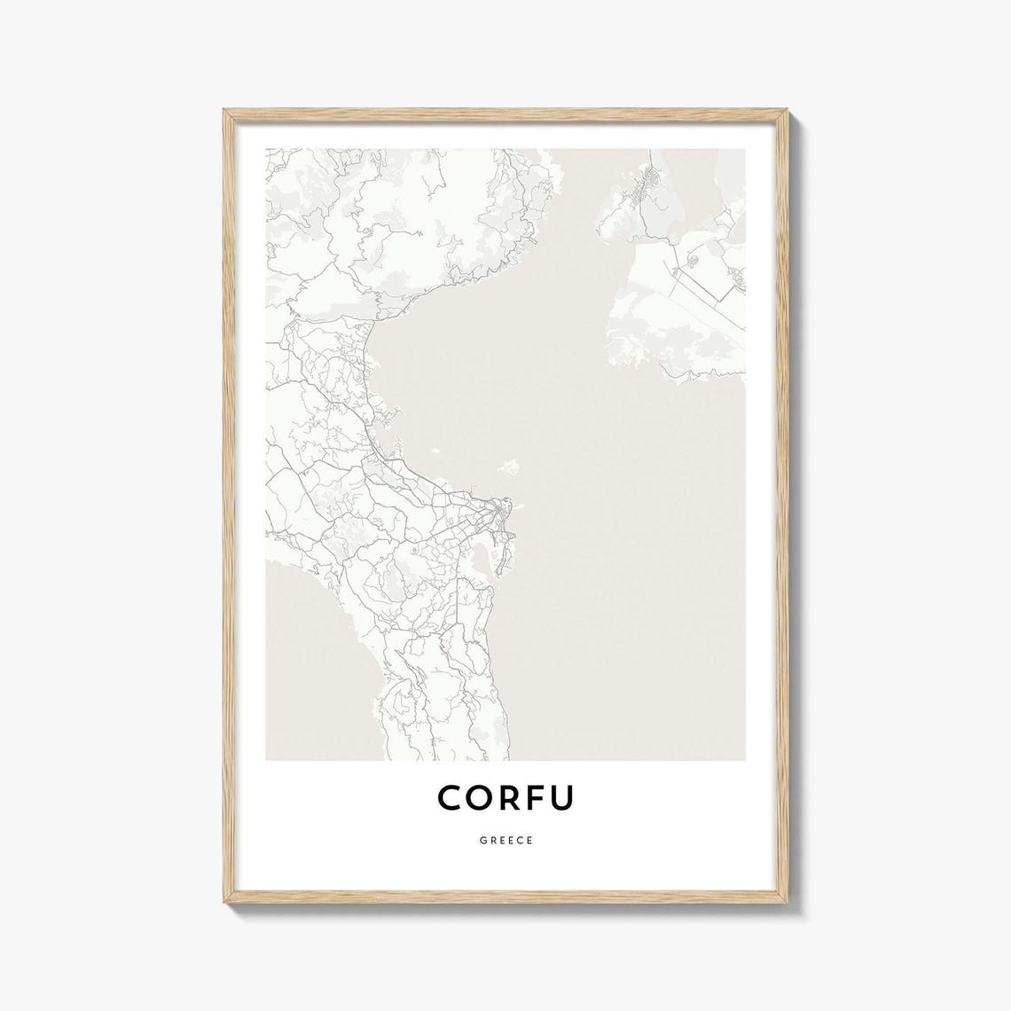 Corfu Greece Island Minimalist Street Map Modern Wall Decor Poster
