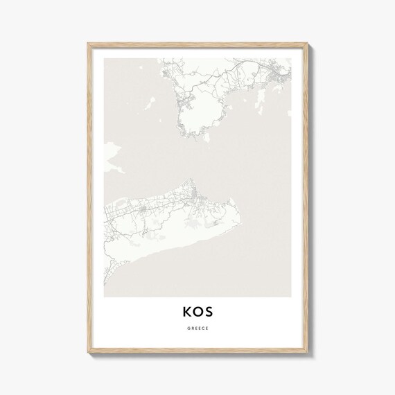 Kos Greece Island Minimalist Street Map Modern Wall Decor Poster