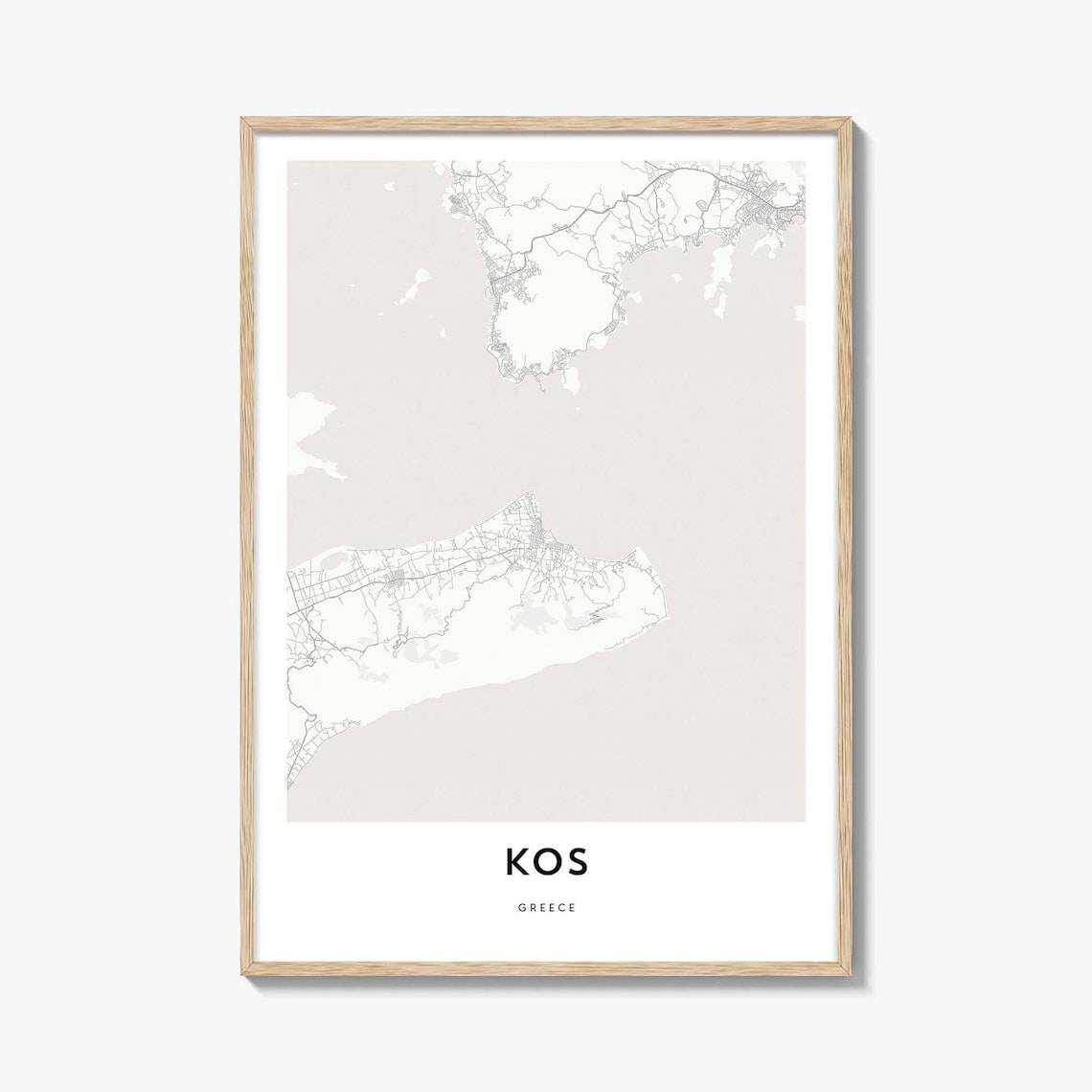 Kos Greece Island Minimalist Street Map Modern Wall Decor Poster