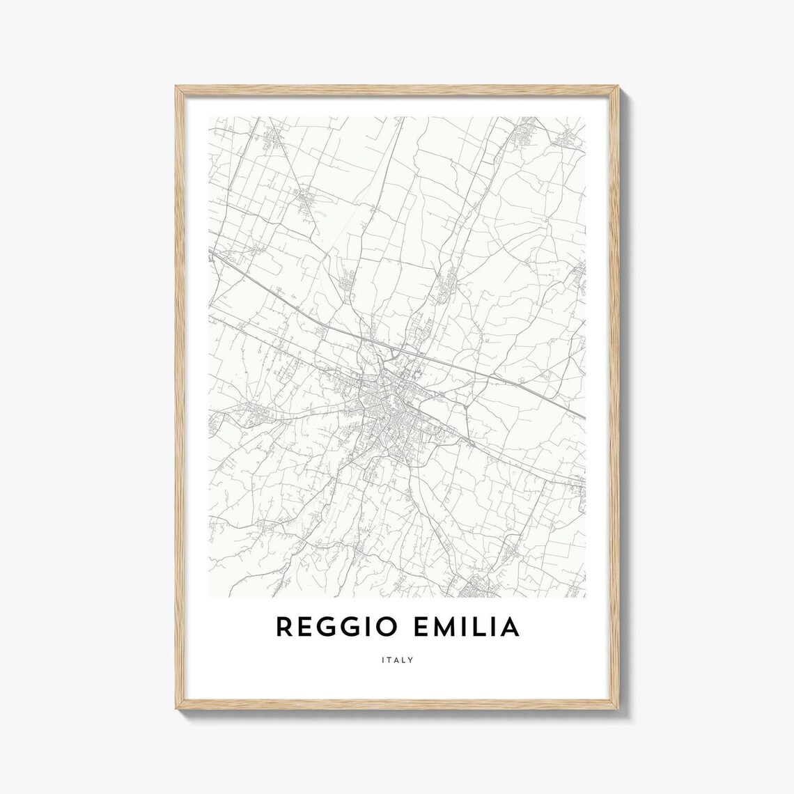 Reggio Emilia Italy Minimalist City Street Map Decor Wall Art