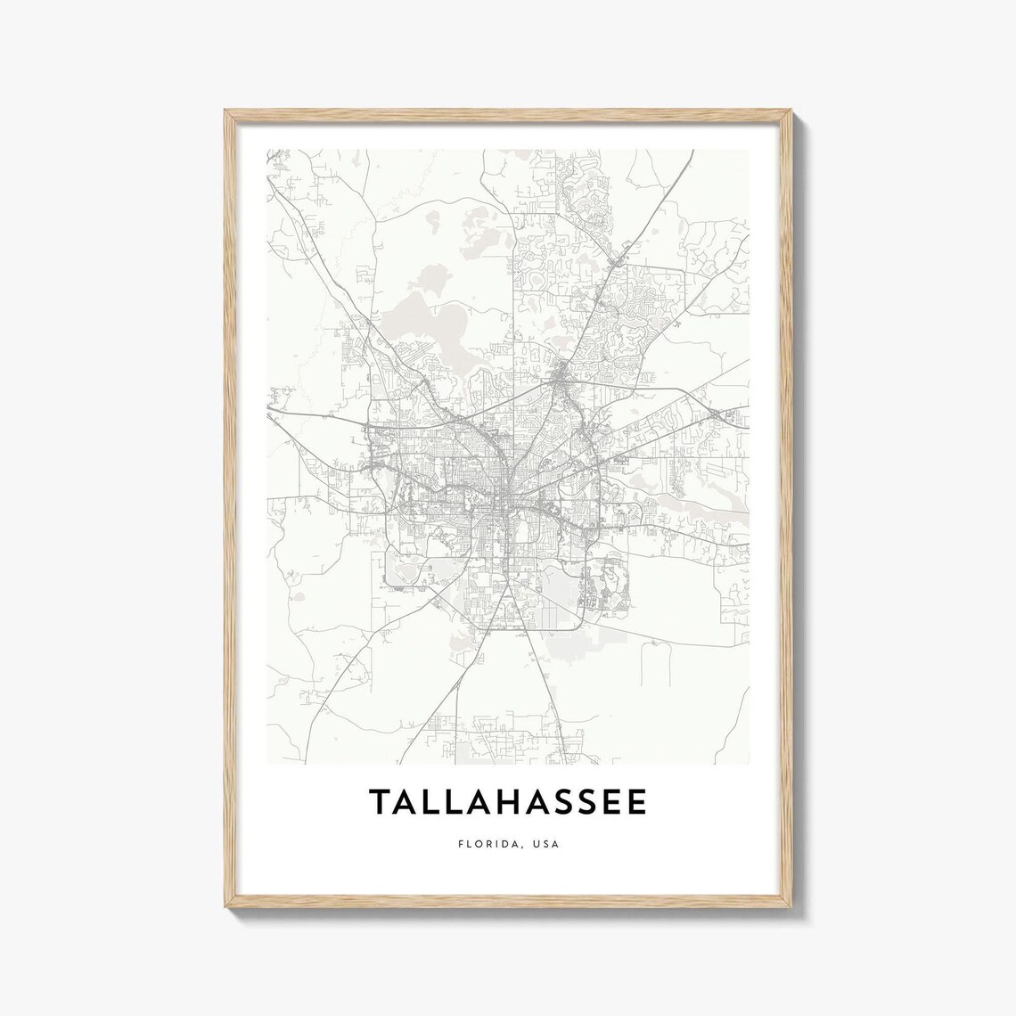 Tallahassee Florida USA Minimalist City Map Street Art Print