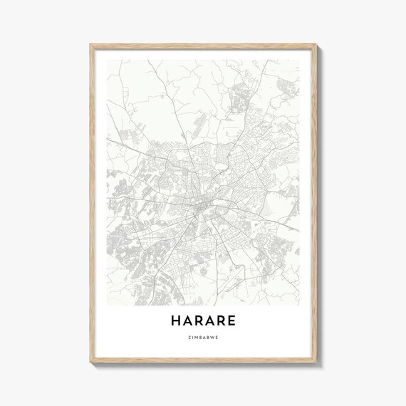 Harare Zimbabwe Capital Minimalist City Map Line Art Travel Poster