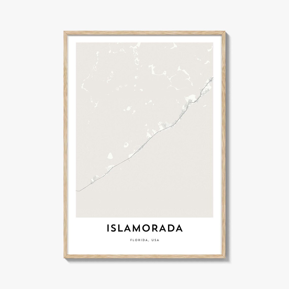 Islamorada Florida Minimalist Street Map Florida Keys Village Poster