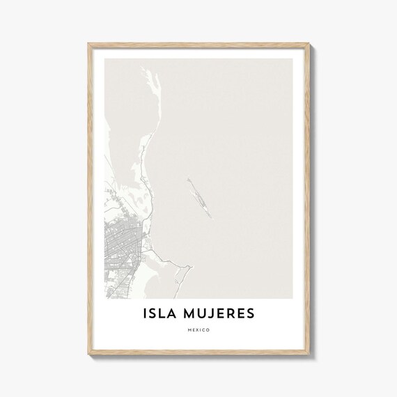 Isla Mujeres Mexico Minimalist Island Street Map Artwork Poster
