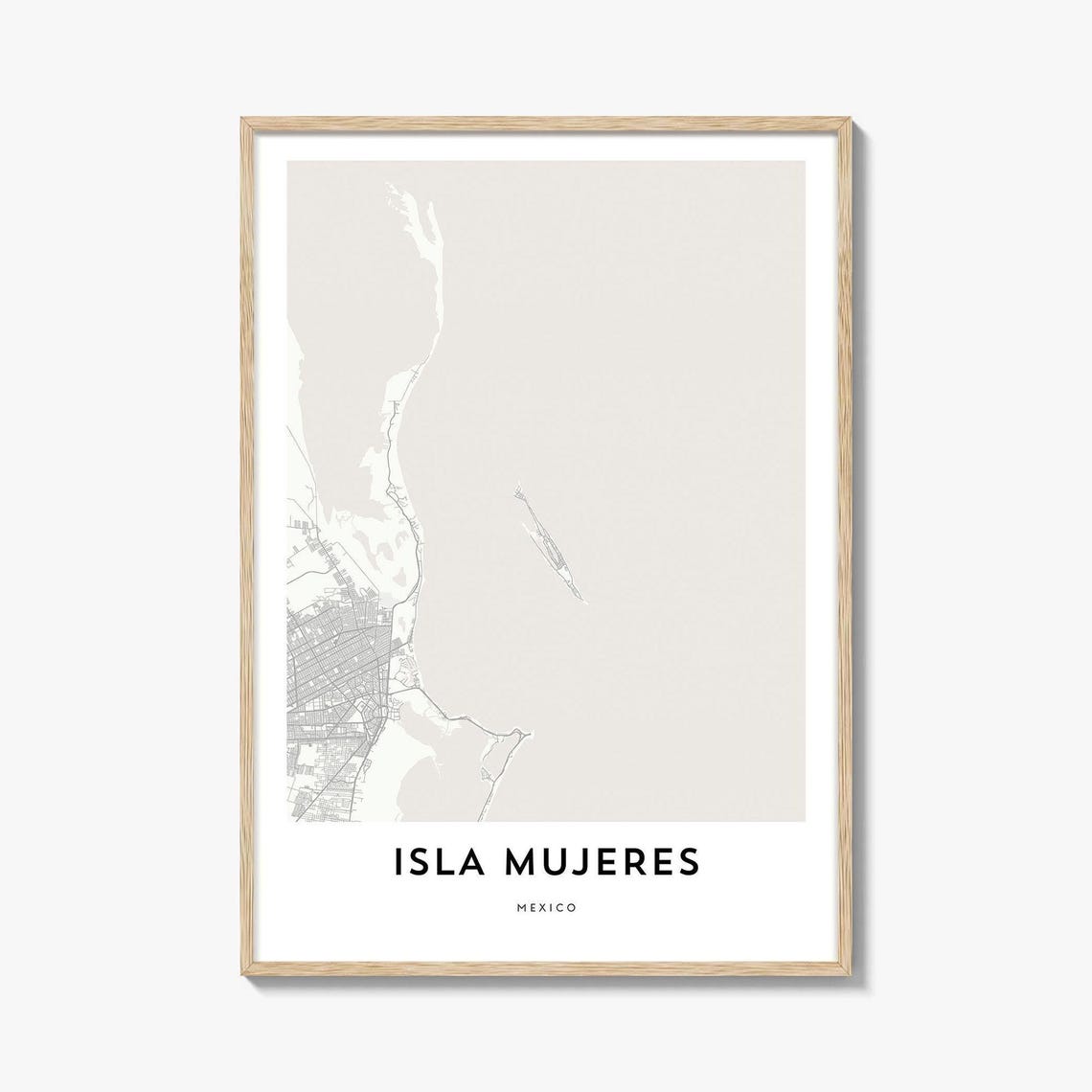 Isla Mujeres Mexico Minimalist Island Street Map Artwork Poster