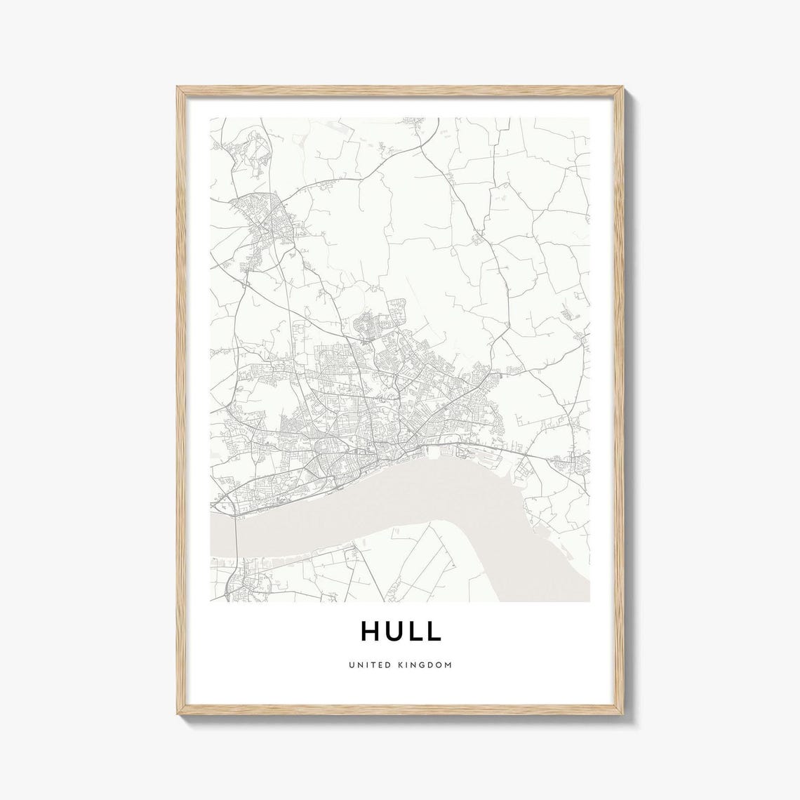 Hull United Kingdom Minimalist City Map Line Art Decor Poster