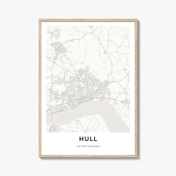 Hull United Kingdom Minimalist City Map Line Art Decor Poster