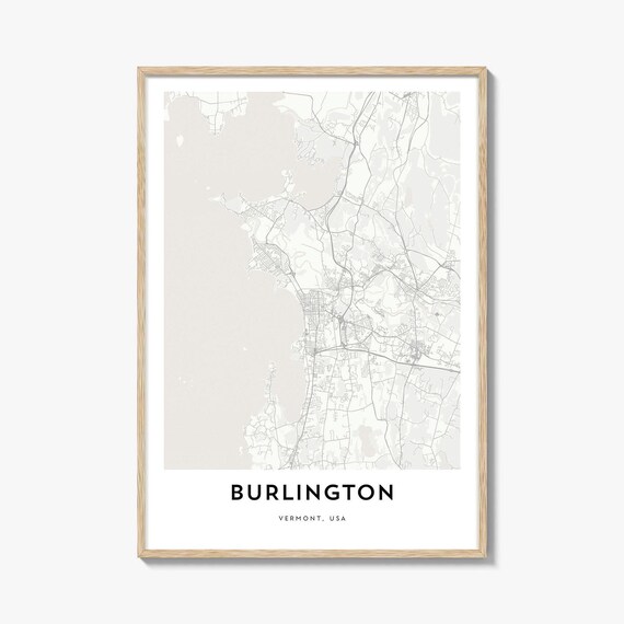Burlington Vermont Minimalist Grey City Street Map Art Poster