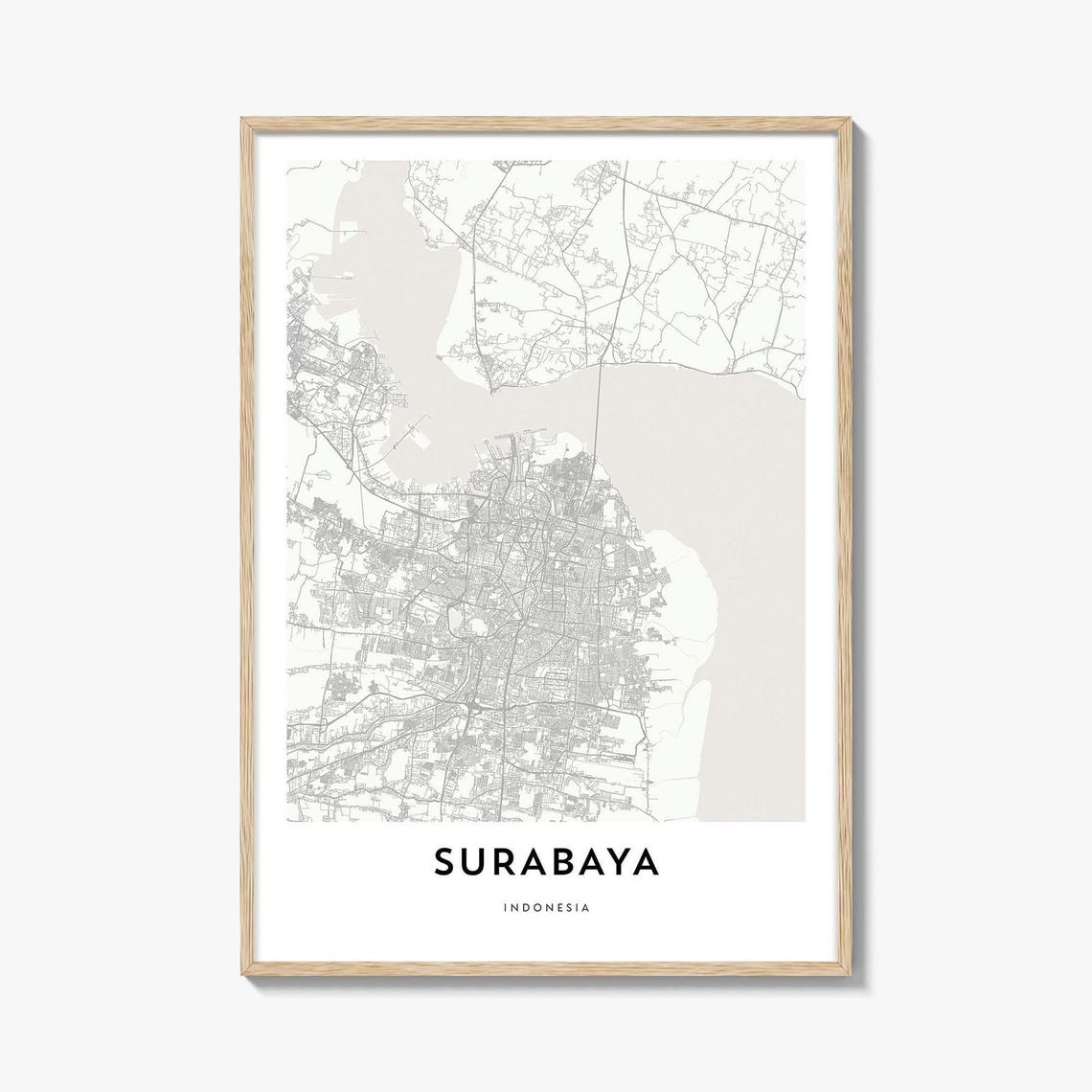 Surabaya Indonesia Minimalist City Street Line Map Art Poster