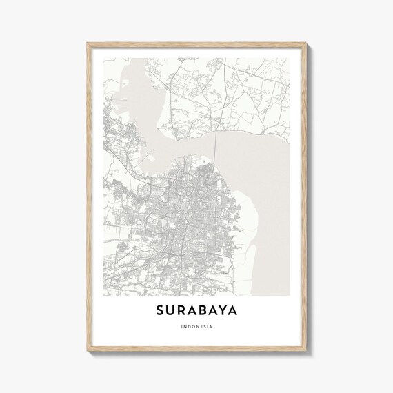 Surabaya Indonesia Minimalist City Street Line Map Art Poster