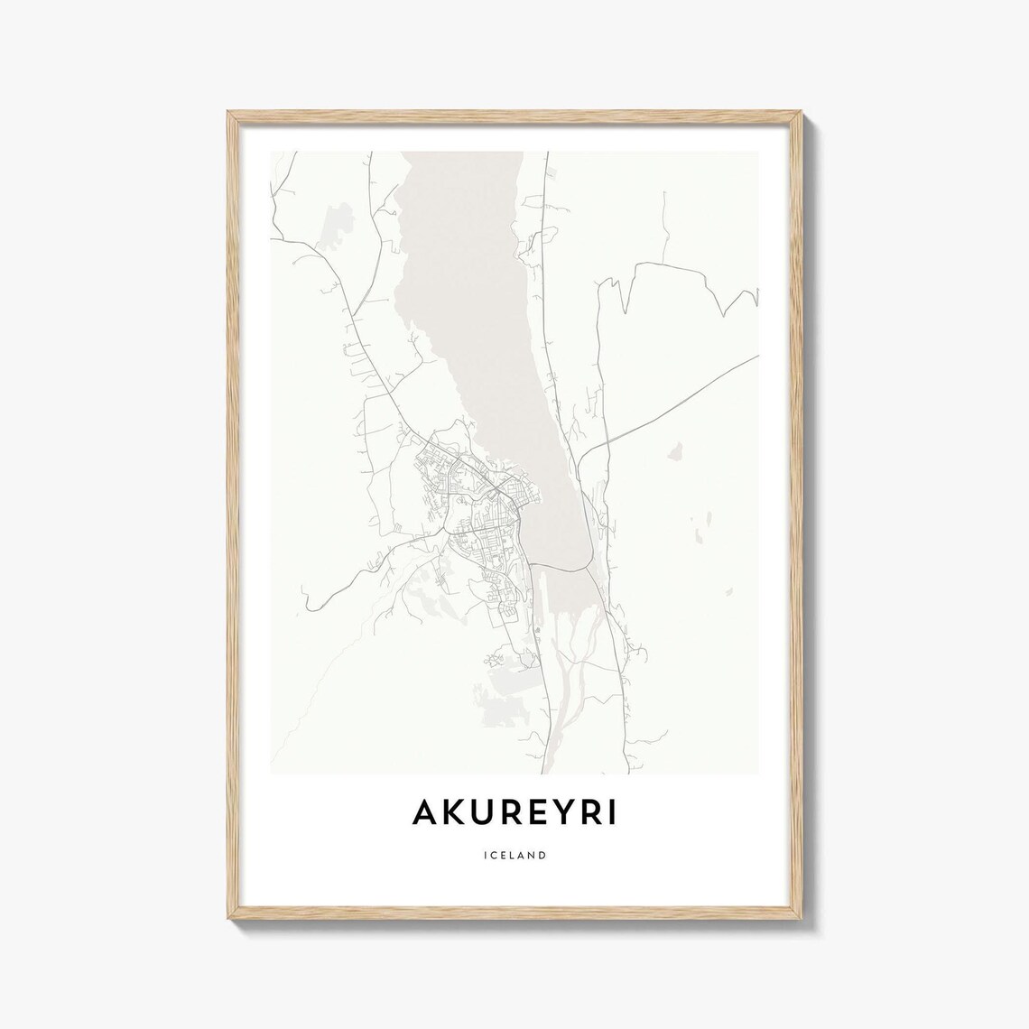 Akureyri Iceland Minimalist City Fjord Map Art Poster Gift Decor