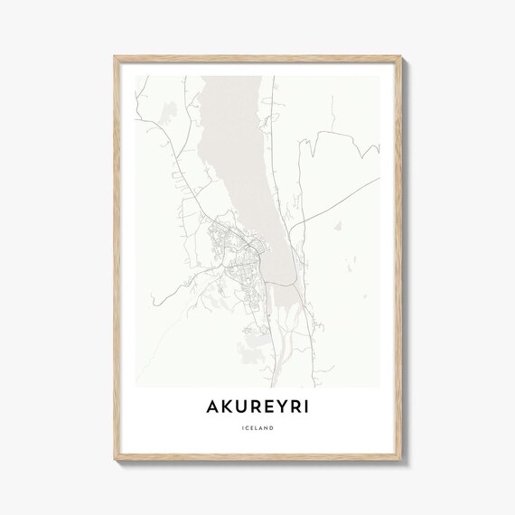 Akureyri Iceland Minimalist City Fjord Map Art Poster Gift Decor
