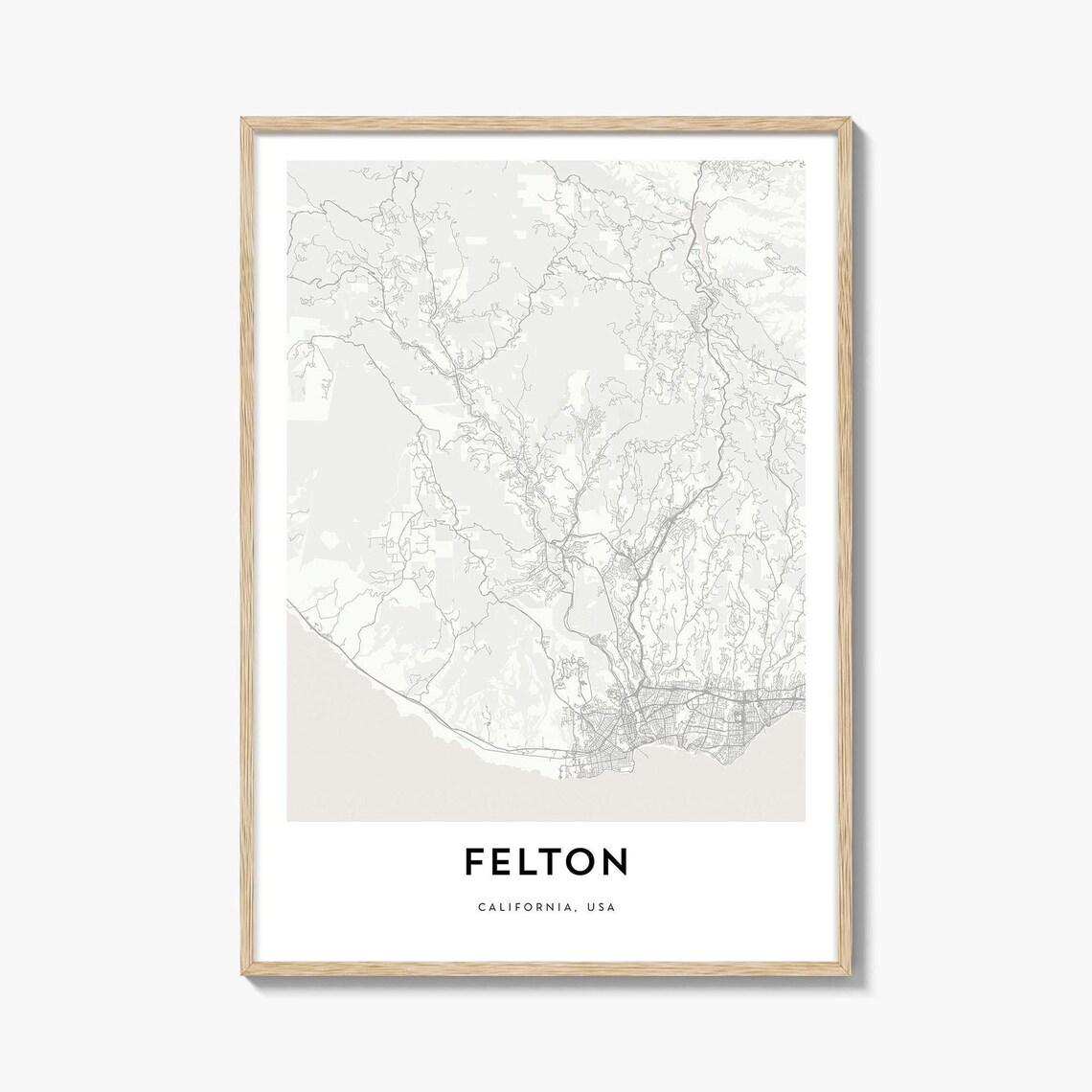 Felton California USA City Map Minimalist Street Art Print Travel Decor