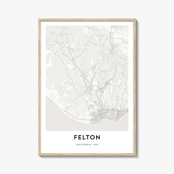 Felton California USA City Map Minimalist Street Art Print Travel Decor