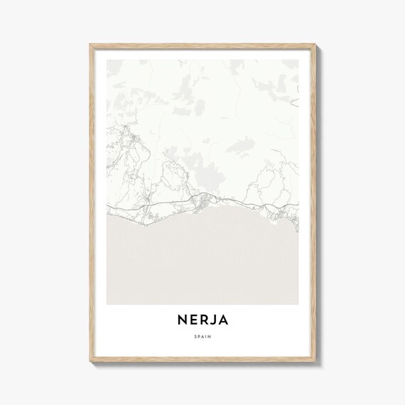 Nerja Spain Minimalist City Street Map Travel Home Decor Poster