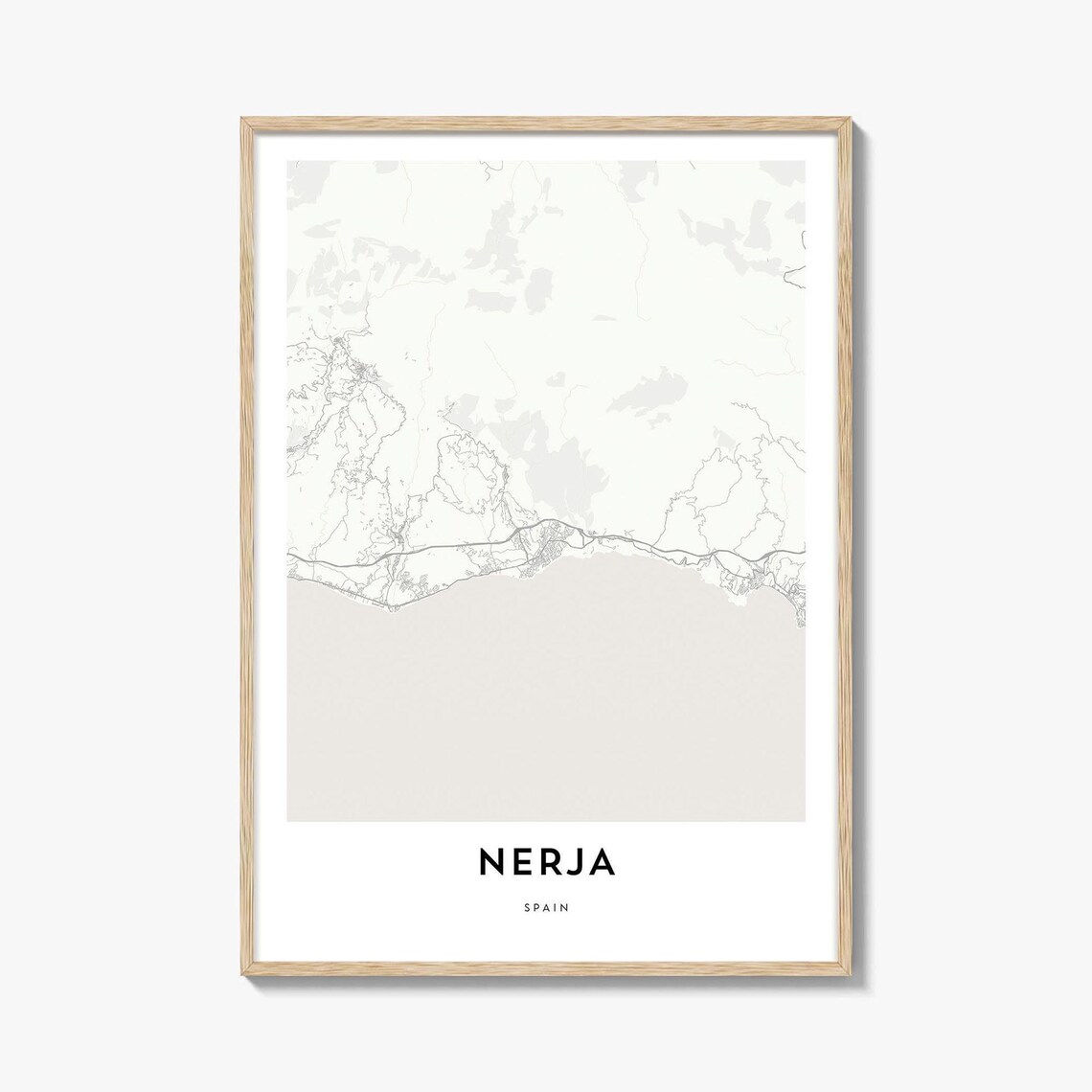 Nerja Spain Minimalist City Street Map Travel Home Decor Poster